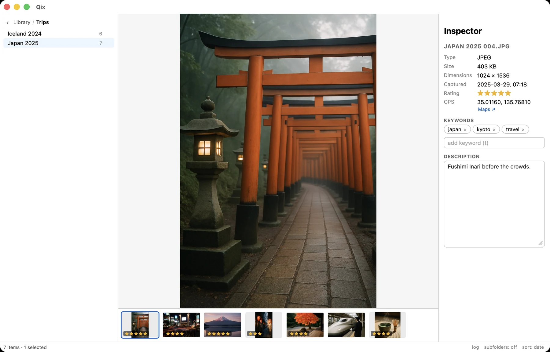 The viewer showing a Live Photo with the filmstrip below